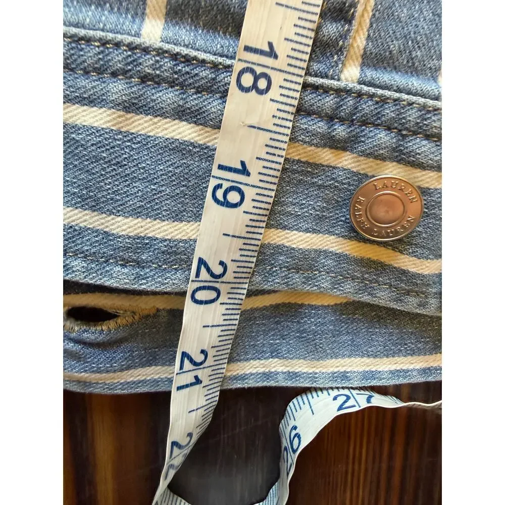 Lauren Ralph Lauren Denim Railroad Stripe Trucker Jacket Size S
